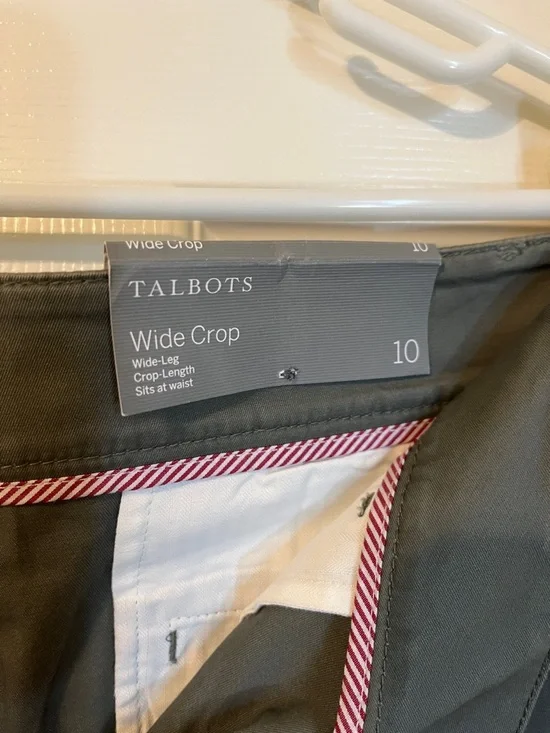 Talbots Olive Wide Crop Pants - Picture 6 of 9